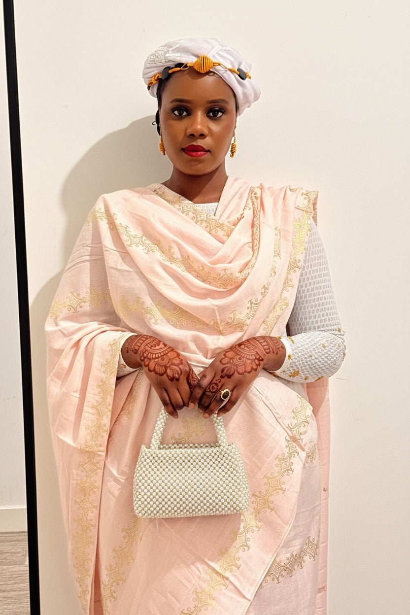 Dempé Sahel - Ensemble Traditionnel en Coton Premium rose dore