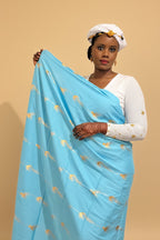 Dempé Sahel - Ensemble Traditionnel en Coton Premium bleu ciel dore