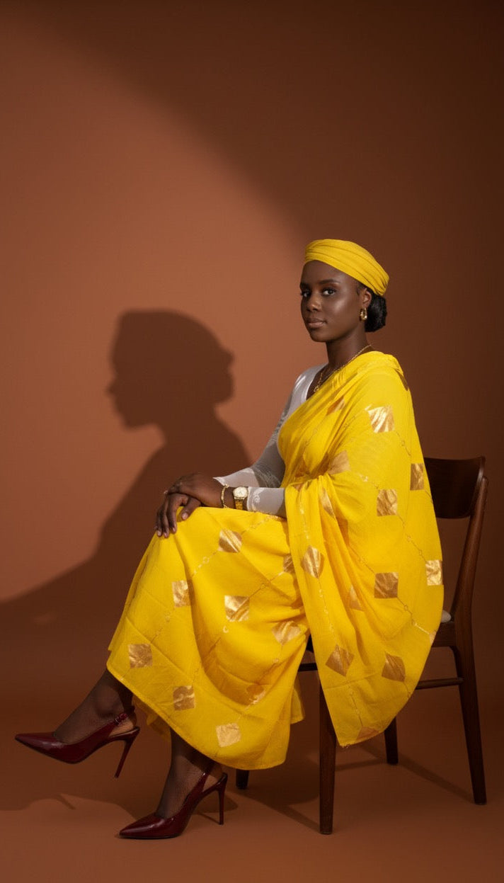 Dempé Douceur lumineuse ASWAH - Melhfa traditionnel pour occasions spéciales