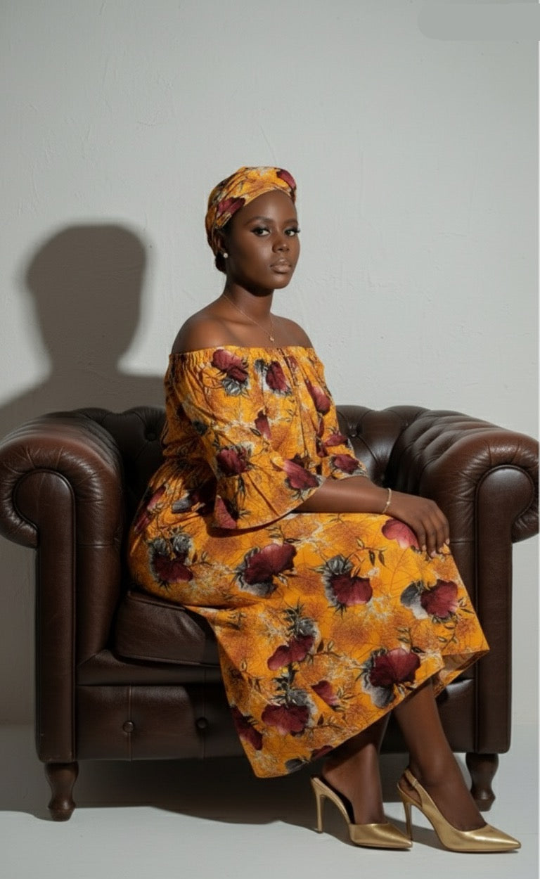 Robe L'audacieuse ASWAH - Robe africaine élégante aux motifs raffinés pour femme