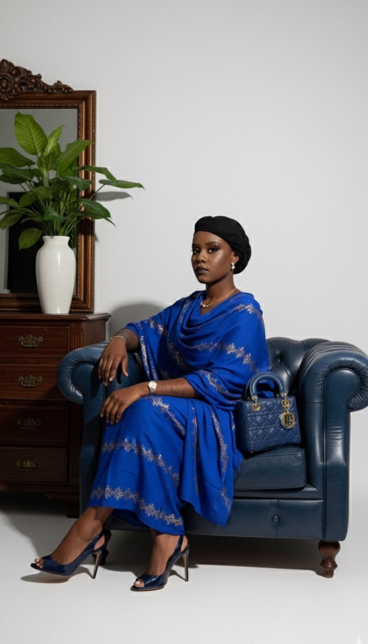 Dempé Élégance Royale ASWAH - Vêtement africain en coton fluide avec motifs délicats