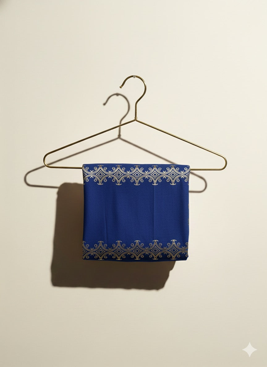 Dempé Élégance Royale ASWAH - Vêtement africain bleu foncé raffiné