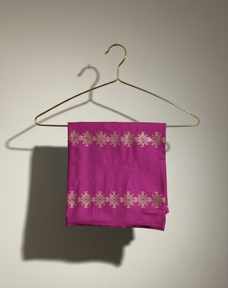 Dempé Élégance Royale ASWAH - Tenue traditionnelle en coton premium fushia doré
