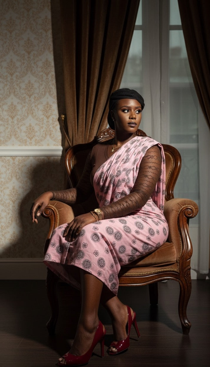 Dempé L'absolu ASWAH - Melhfa traditionnel africain avec motifs brillants dorés
