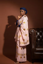 Dempé Douceur lumineuse ASWAH - Vêtement africain élégant rose et doré