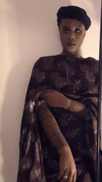 Dempé , marron motifs brillant 